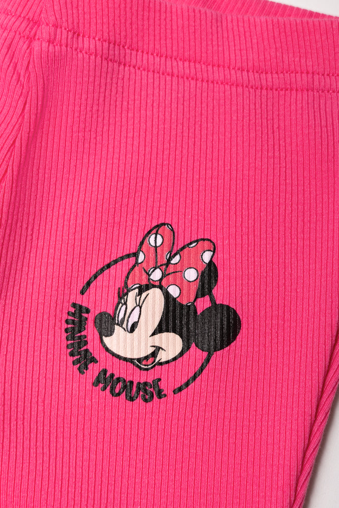 Minnie Mouse Rib Flare Leggings Pink (1)