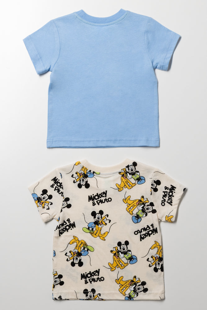 Mickey Mouse 2 Pack T-Shirts Blue And Natural (2)