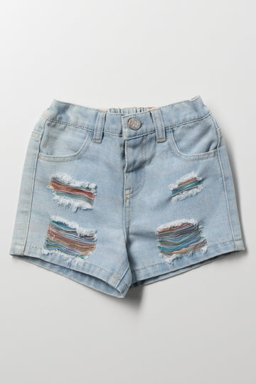 Ripped Denim Shorts Blue
