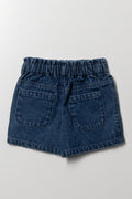 Flower Paperbag Denim Shorts Blue (2)