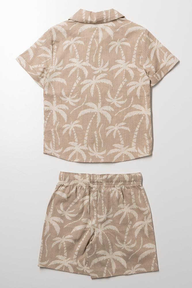 Palm Tree Shorts And Shirt Set Natural (3)