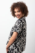 Swirl Short Sleeve Resort Shirt Black And Cream (2)