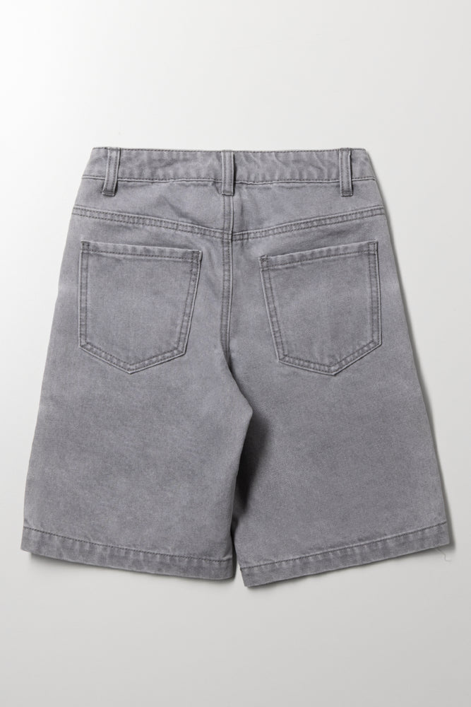 Cargo Denim Shorts Grey (2)