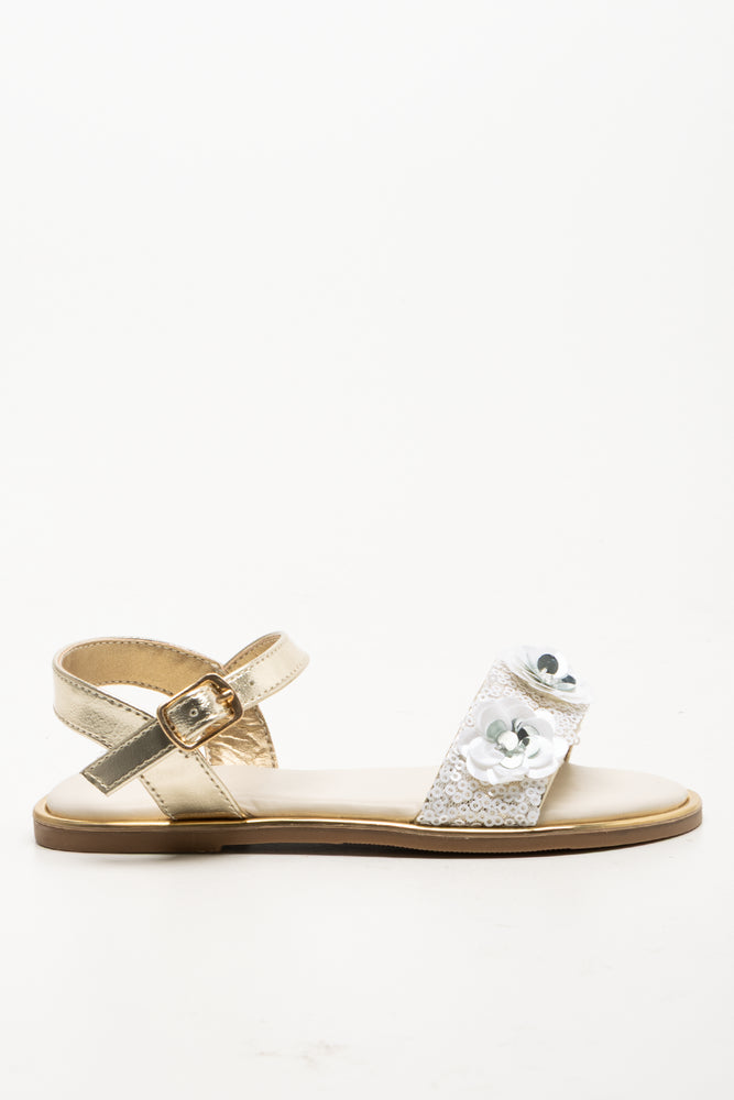 Bead Embellished Sandals Gold (1)