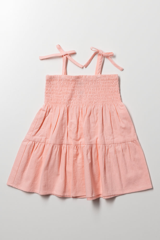 Strappy Tiered Dress Pink