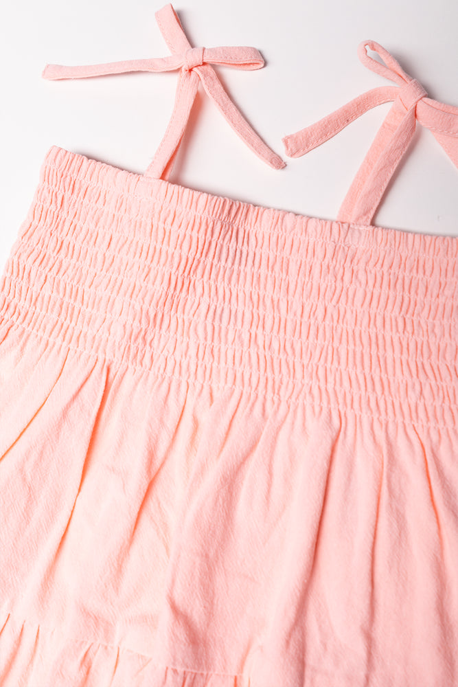 Strappy Tiered Dress Pink (1)