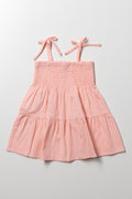 Strappy Tiered Dress Pink (2)