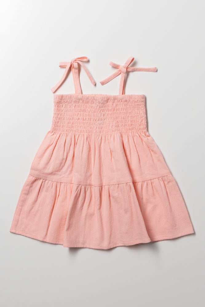 Strappy Tiered Dress Pink (2)