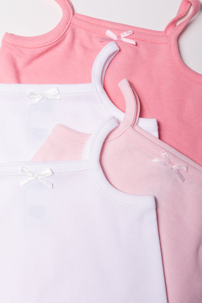 4 Pack Strappy  Bodyvests Pink And White
