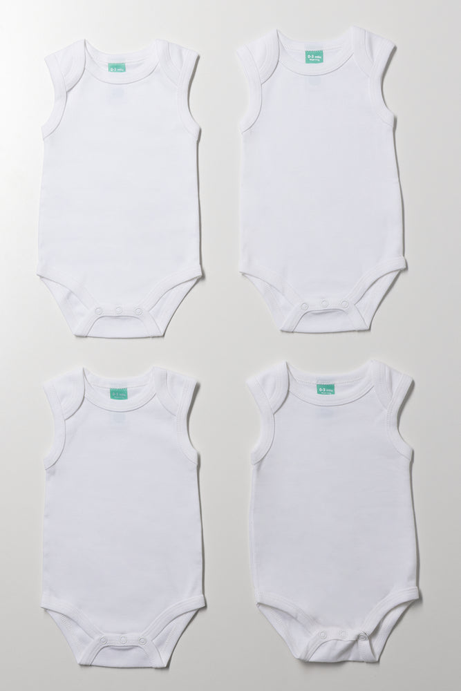 4 Pack Sleeveless Bodyvests White