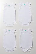 4 Pack Sleeveless Bodyvests White