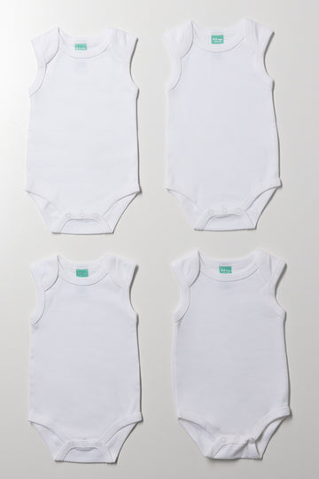 4 Pack Sleeveless Bodyvests White