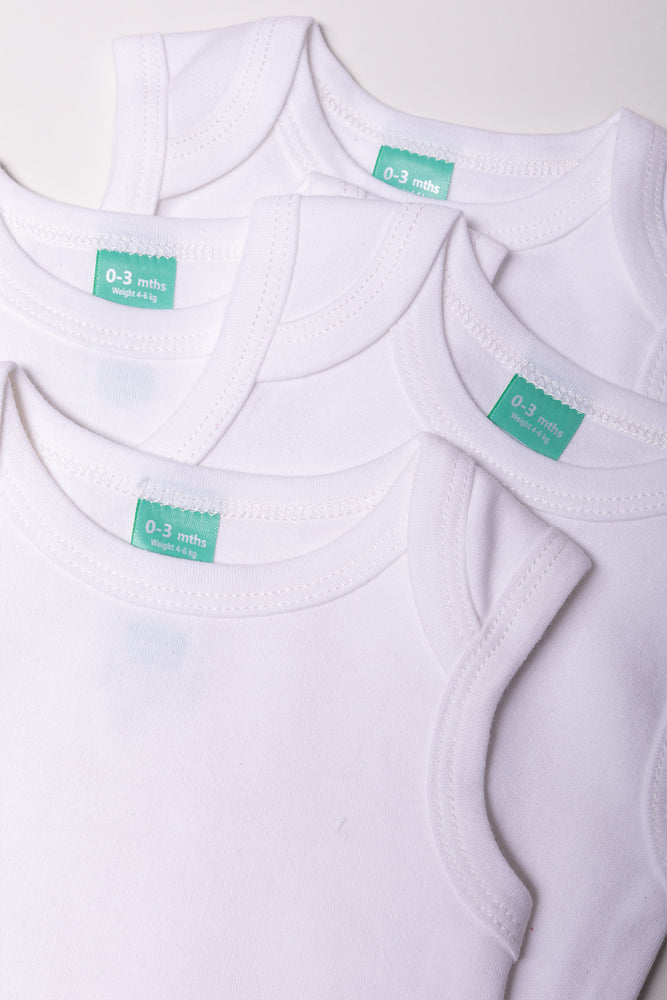 4 Pack Sleeveless Bodyvests White