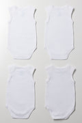 4 Pack Sleeveless Bodyvests White (2)