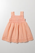 Anglaise Smocked Dress Peach