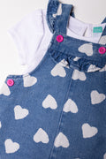 Denim Pinafore With T-Shirt Set Blue And White (1)