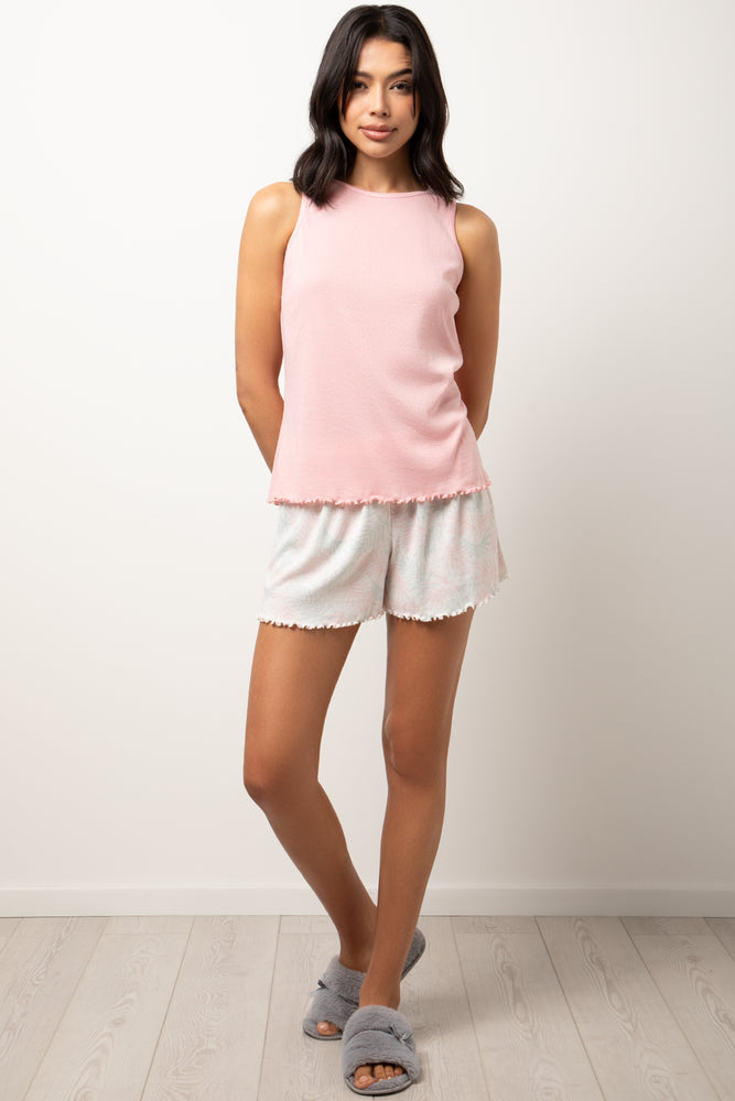 Palm Print Pyjama Set Pink