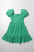 Textured Puff Sleeve Dress Green