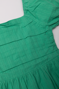 Textured Puff Sleeve Dress Green (1)