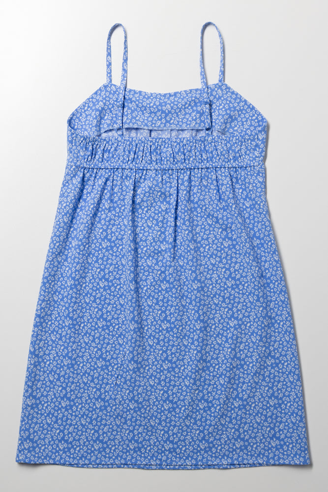 Ditsy Strappy Dress Blue (2)