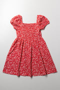 Ditsy Puff Sleeve Dress Red (2)
