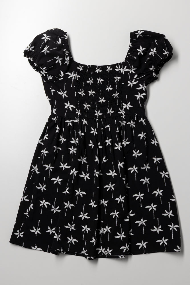 Puff Sleeve Dress Black (2)