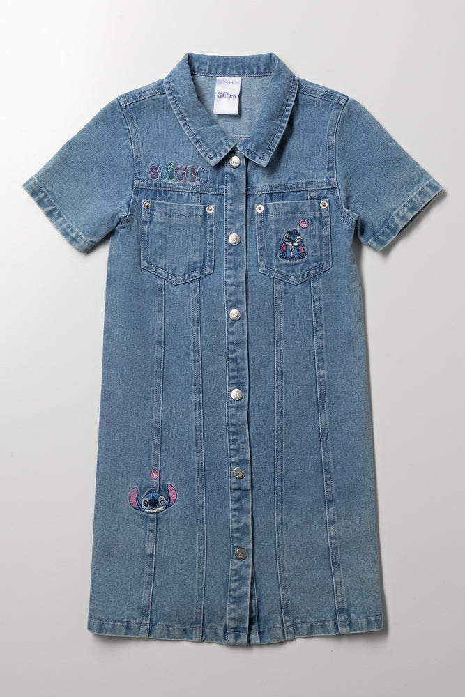 Lilo And Stitch Utility Denim Dress Blue