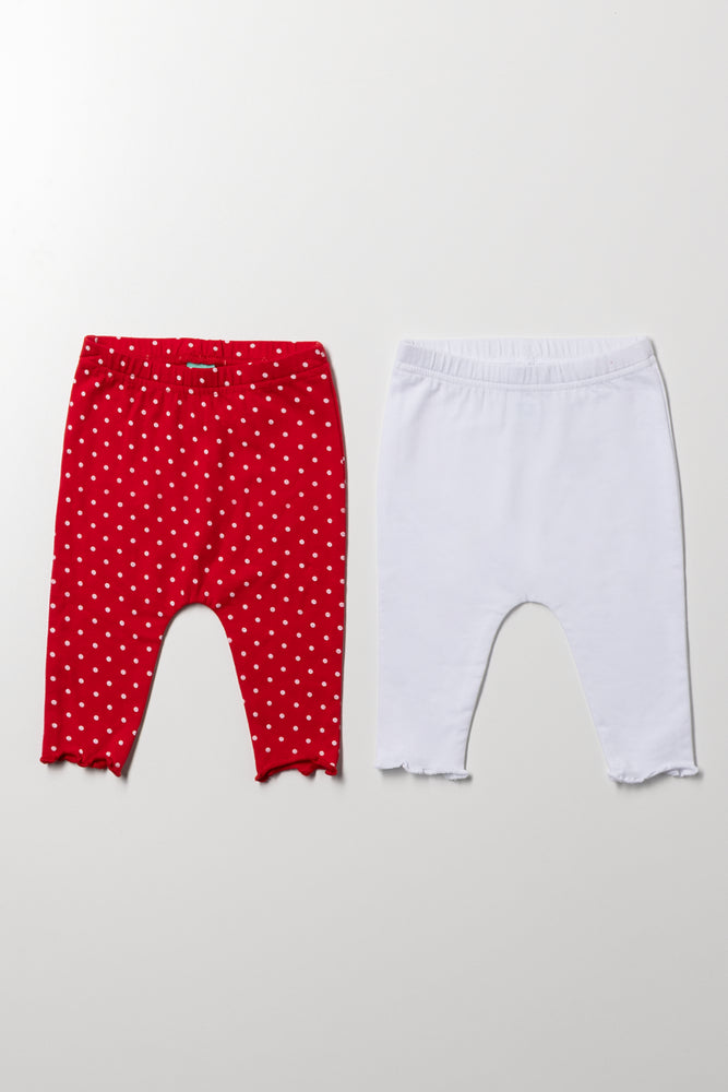 2 Pack Leggings Red And White