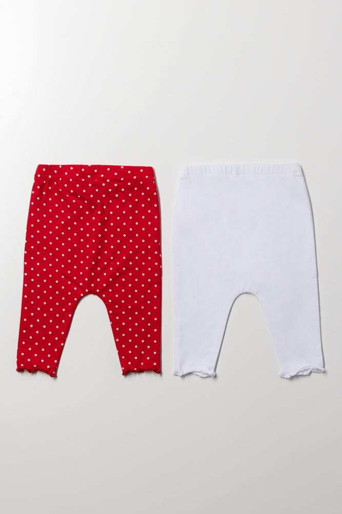 2 Pack Leggings Red And White (2)