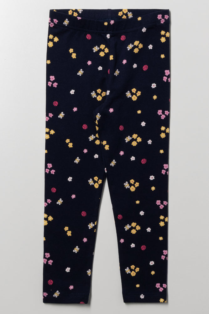 Floral Print Leggings Navy