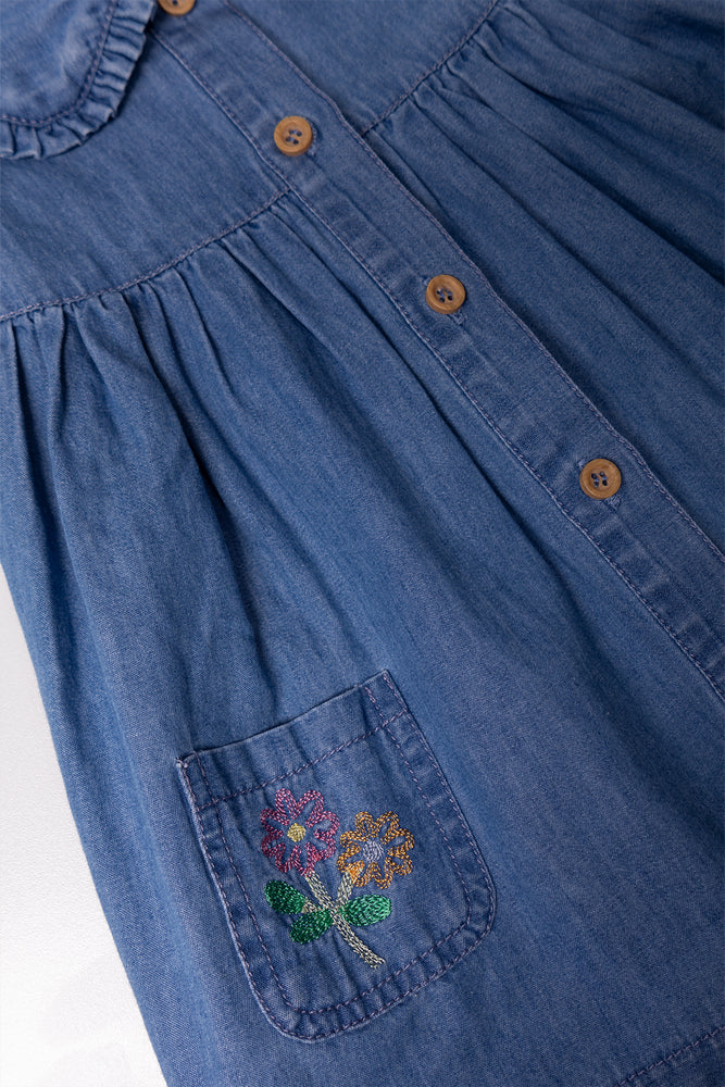 Denim Dress With Collar Blue (1)