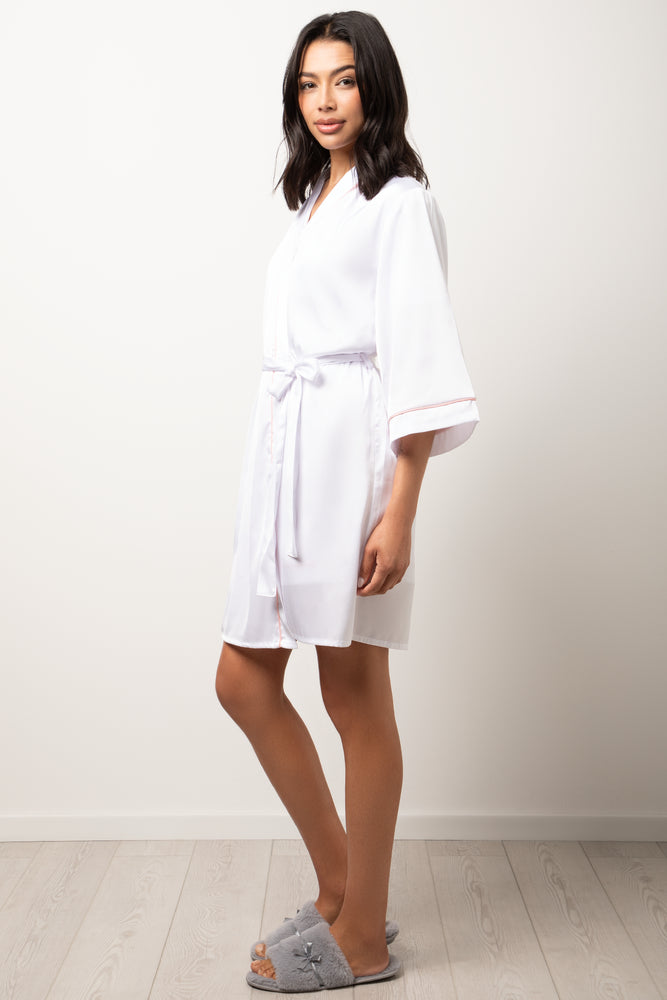 Piping Satin Gown White