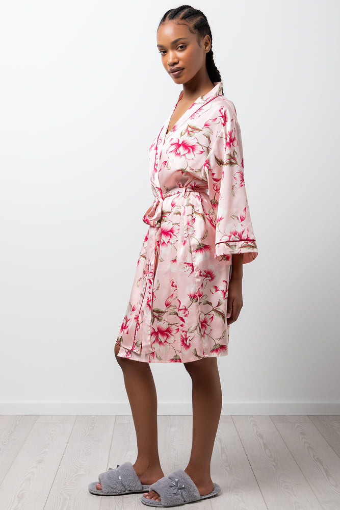 Floral Satin Gown Pink