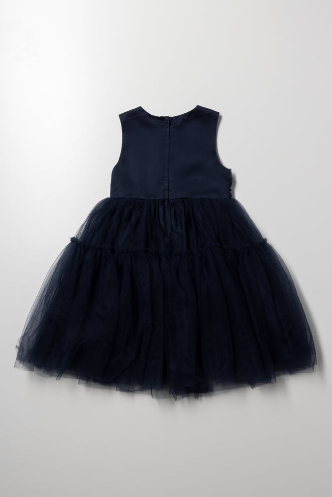 Sleeveless Layered Dress With Belt Navy (2)