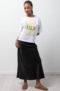 Black Satin Bias Cut Skirt