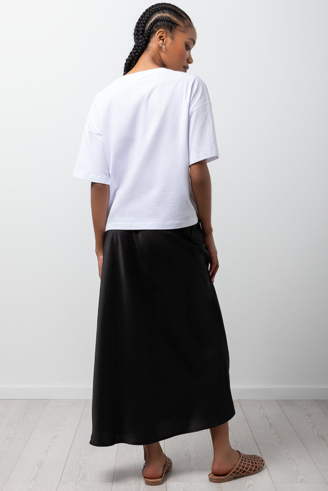 Black Satin Bias Cut Skirt (2)