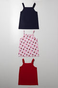 3 Pack Vests Pink, Red And Navy (2)