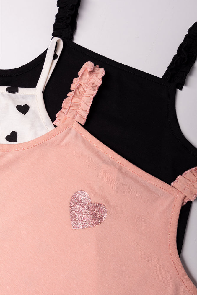 3 Pack Vests Black, Cream And Peach