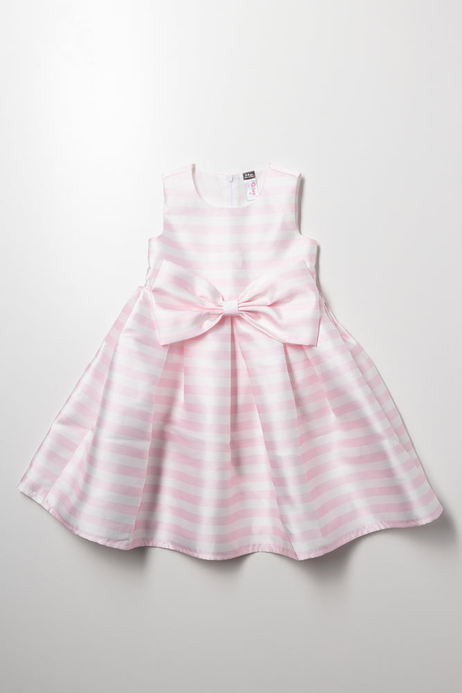 Stripe Bow Dress Pink And White