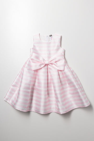 Stripe Bow Dress Pink And White