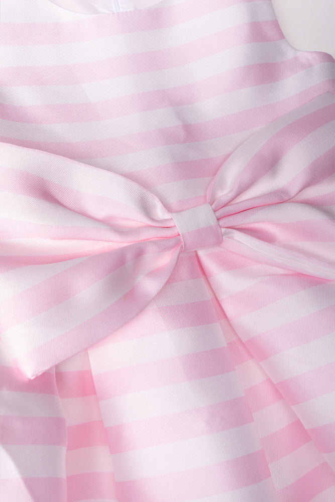 Stripe Bow Dress Pink And White (1)