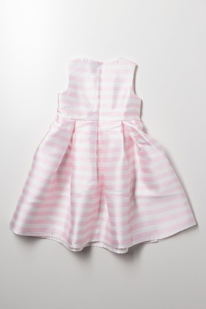 Stripe Bow Dress Pink And White (2)