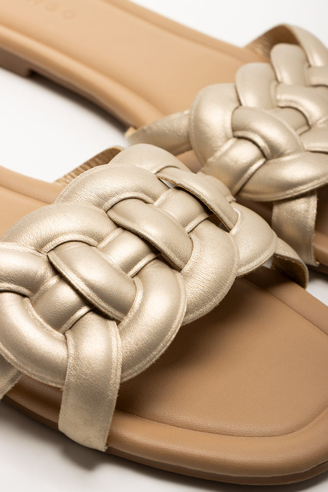 Puffy Linked Mule Sandals Gold (2)