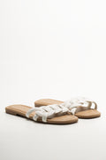 Puffy Linked Mule Sandals White