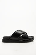 Padded Cross Strap Sandals Black (1)