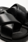 Padded Cross Strap Sandals Black (2)