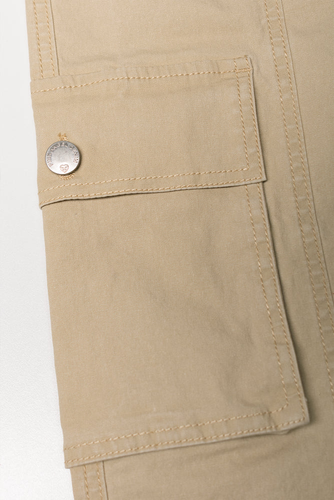 Rib Waist Cargo Pants Natural (2)