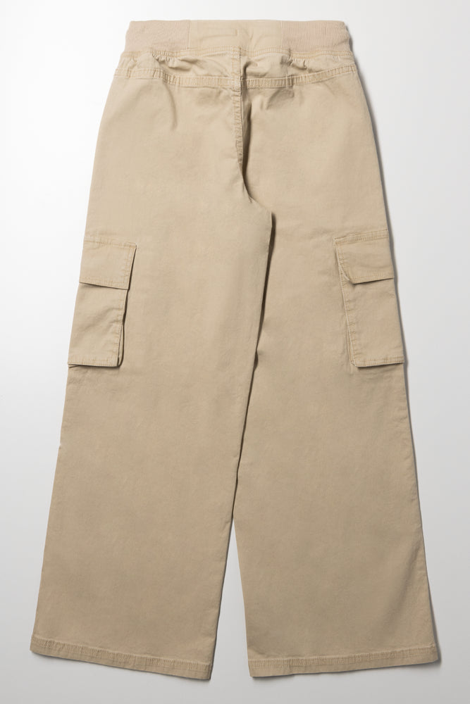 Rib Waist Cargo Pants Natural (3)