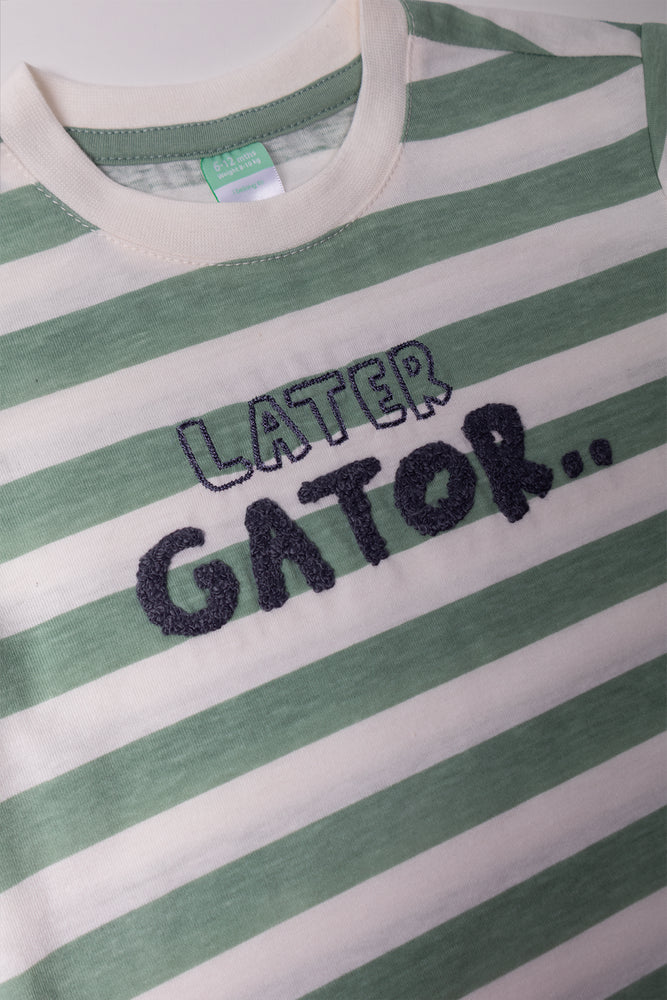 Later Gator Stripe Short Sleeve T-Shirt Green (1)