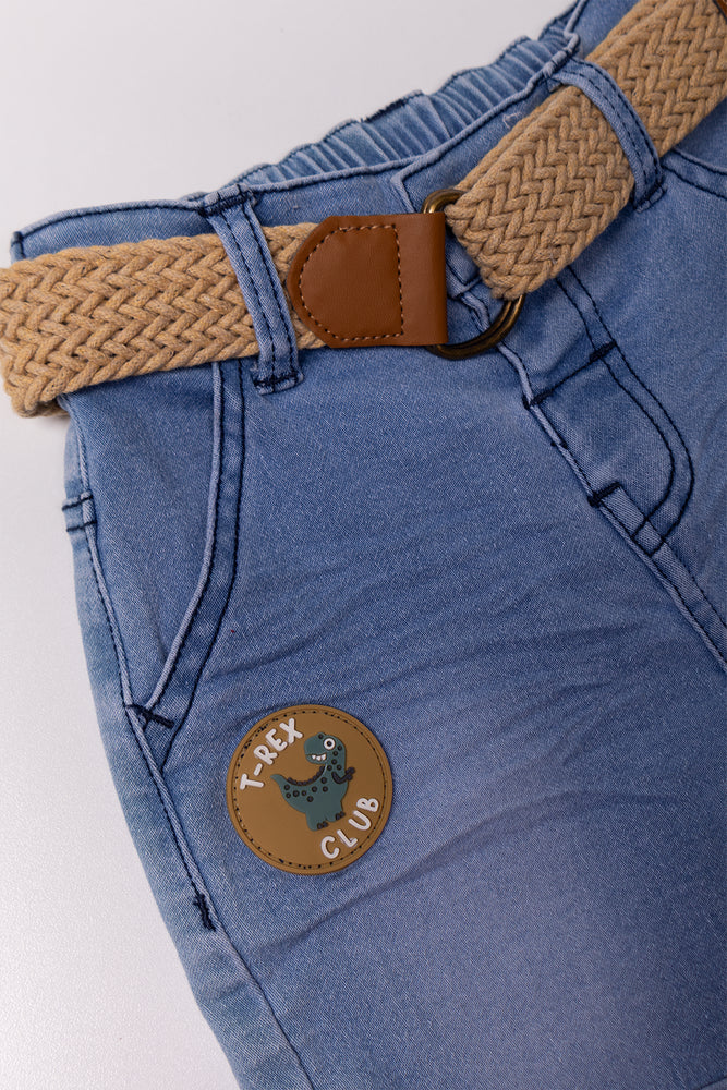 Denim Shorts with Belt Blue